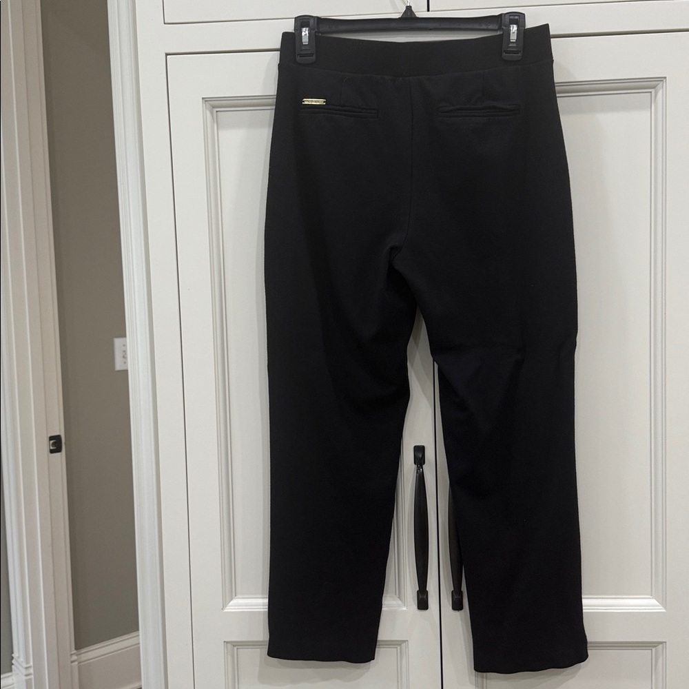 Michael Kors Pull on Pants Black Sz Medium Elastic Waistband Modern Flat front